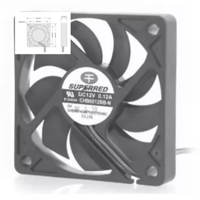 12V Car Cooling Fan 60x60x10 With Ball/Sleeve Bearing Signal Output Option
