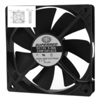 120X120X25 12V DC Cooling Fan With Lead Wire AWG26 And Signal Output Option