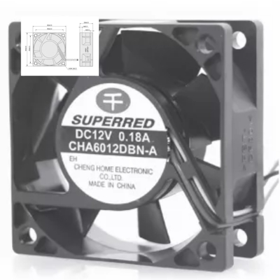 Warmer / Microwave / Refrigerator DC Cooling Fan AWG26 Lead Wire Black 60x60x25 12V Fan