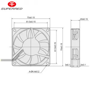 150g DC Brushless Cooling Fan 70x70x20 25-50 DBA Low Noise